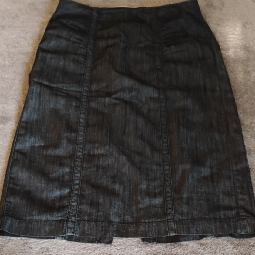 Mwah Y2K Black Denim Ruched Pencil Skirt